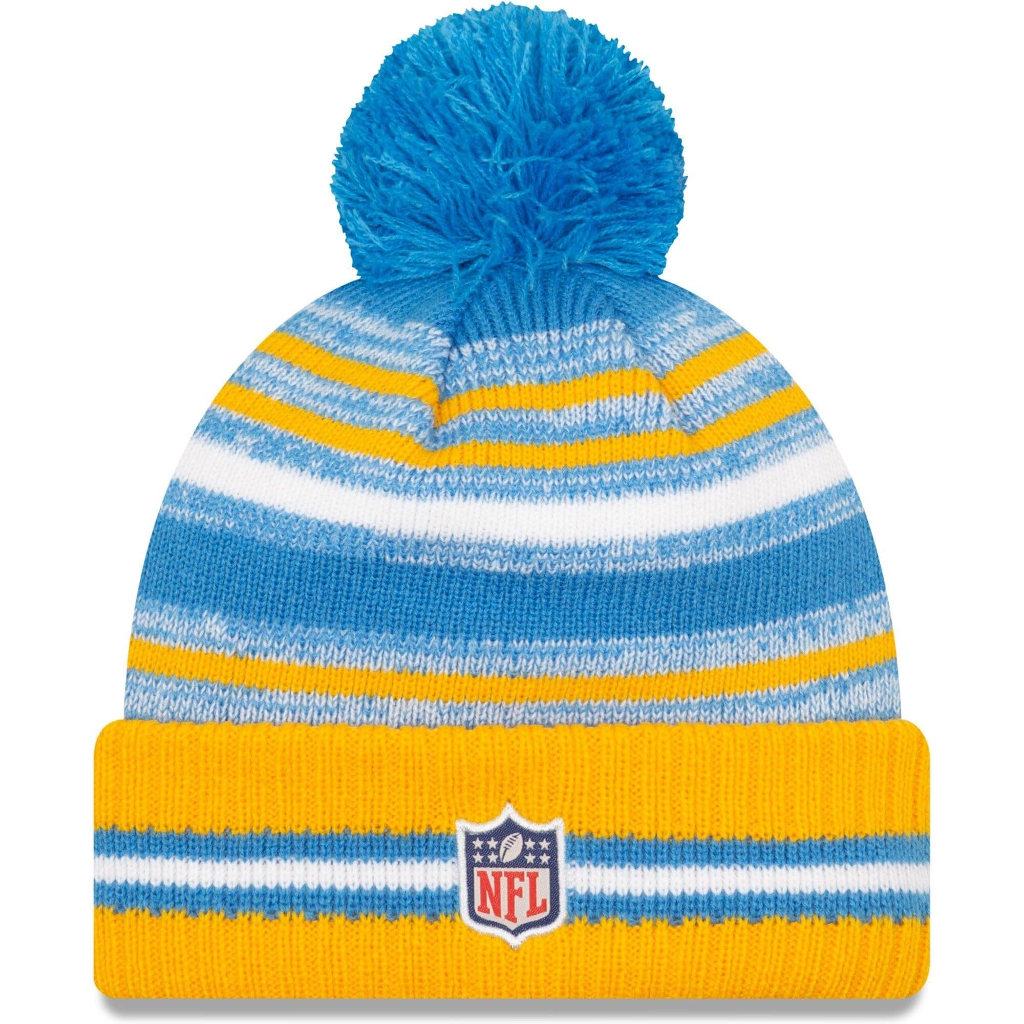 New Era Beanies Los Angeles Chargers New Era NFL 2021 Sideline Team Pom Knit Beanie - Blue