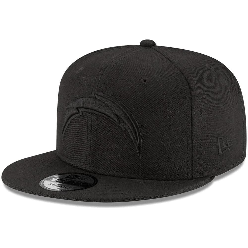 New Era Caps Los Angeles Chargers New Era NFL Black On Black 9FIFTY Snapback Hat - Black