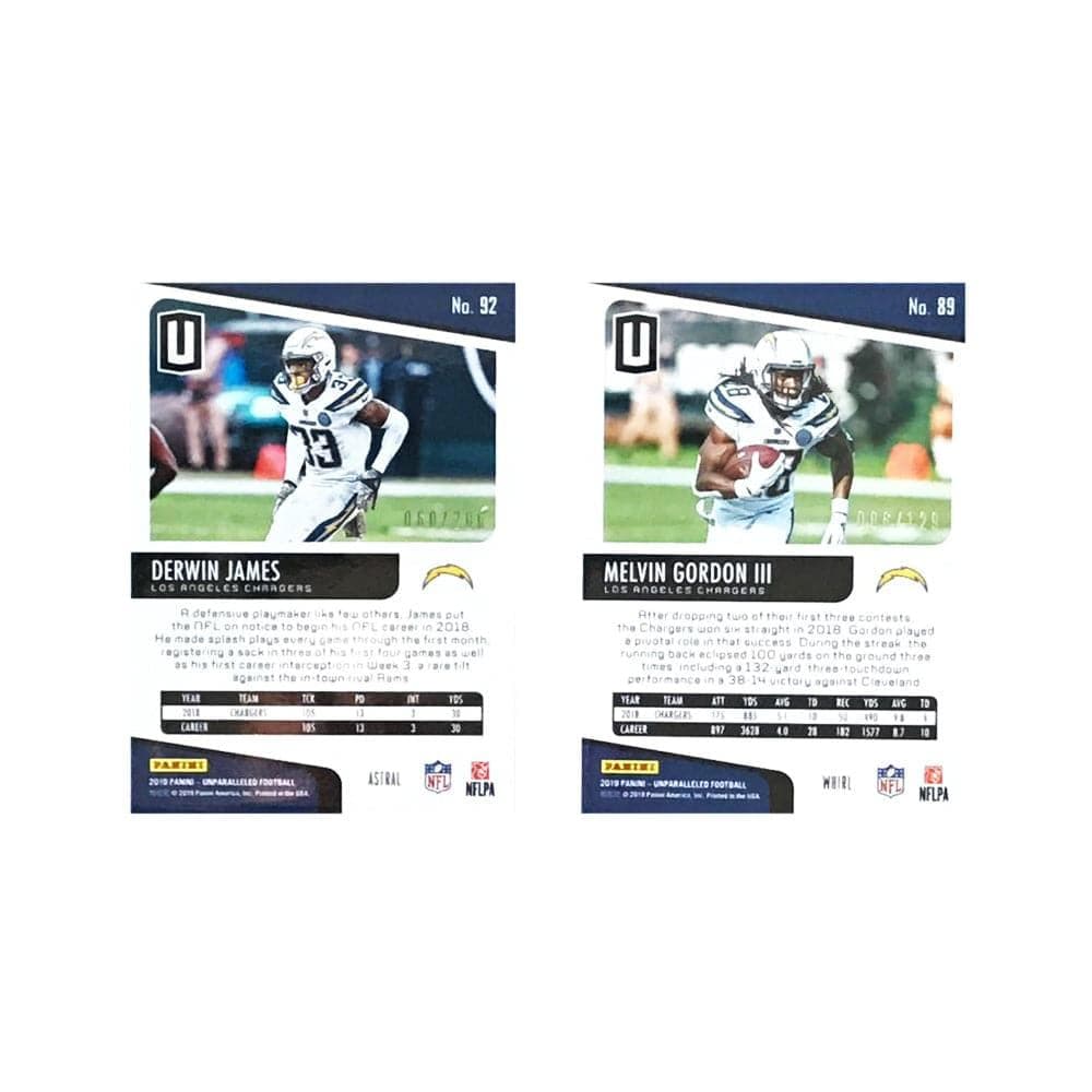 Panini Cards Los Angeles Chargers Panini NFL Unparalled Parallel 2 Trading Card Set