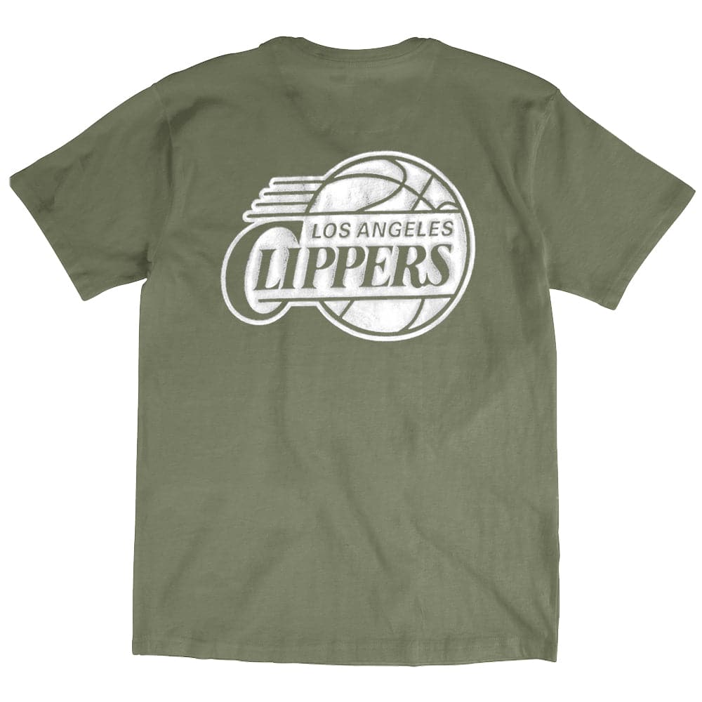 Mitchell And Ness T-Shirts Los Angeles Clippers Mitchell & Ness NBA Foil Logo T-Shirt - Olive Tea