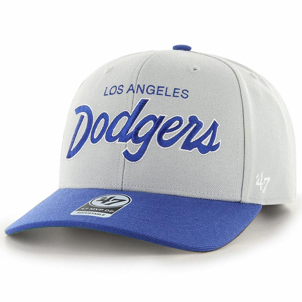 47 Brand Caps Los Angeles Dodgers ‘47 MLB Replica Script MVP DP Pre-Curved Snapback Hat - Grey