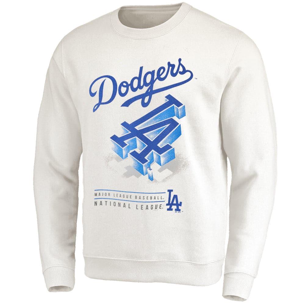 Majestic Athletic Jumpers Los Angeles Dodgers Majestic MLB 3D Drop Vintage Crew Jumper - Unbleached