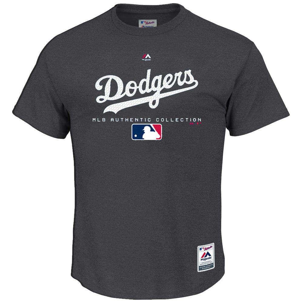 Majestic Athletic T-Shirts Los Angeles Dodgers Majestic MLB AC Team Drive T-Shirt - Charcoal
