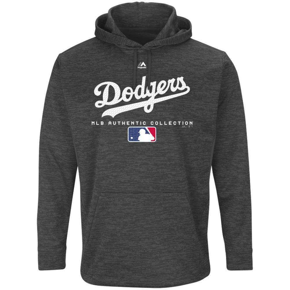 Majestic Athletic Jumpers Los Angeles Dodgers Majestic MLB Authentic Team Drive Hoodie - Granite