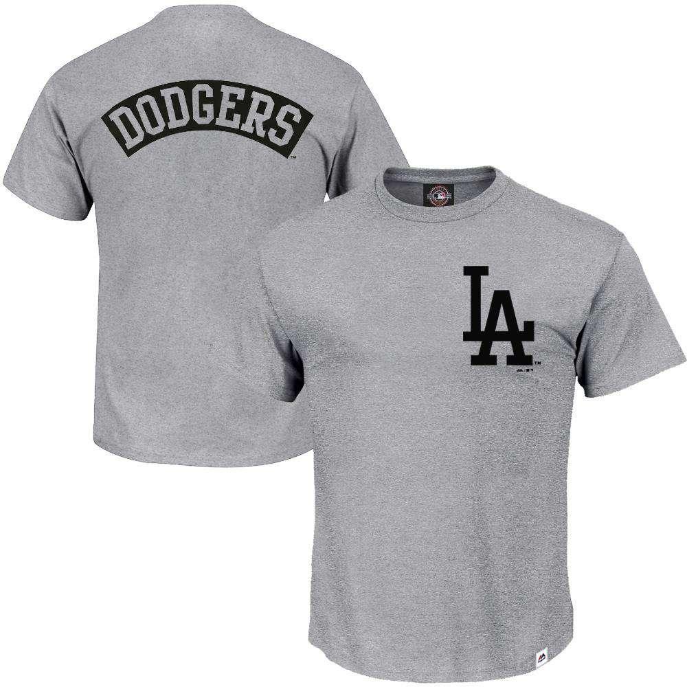 Majestic Athletic T-Shirts Los Angeles Dodgers Majestic MLB Finter T-Shirt - Grey