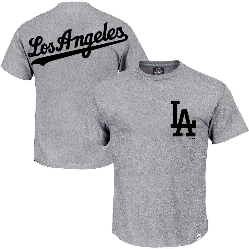 Majestic Athletic T-Shirts Los Angeles Dodgers Majestic MLB Hastings T-Shirt - Grey Marle