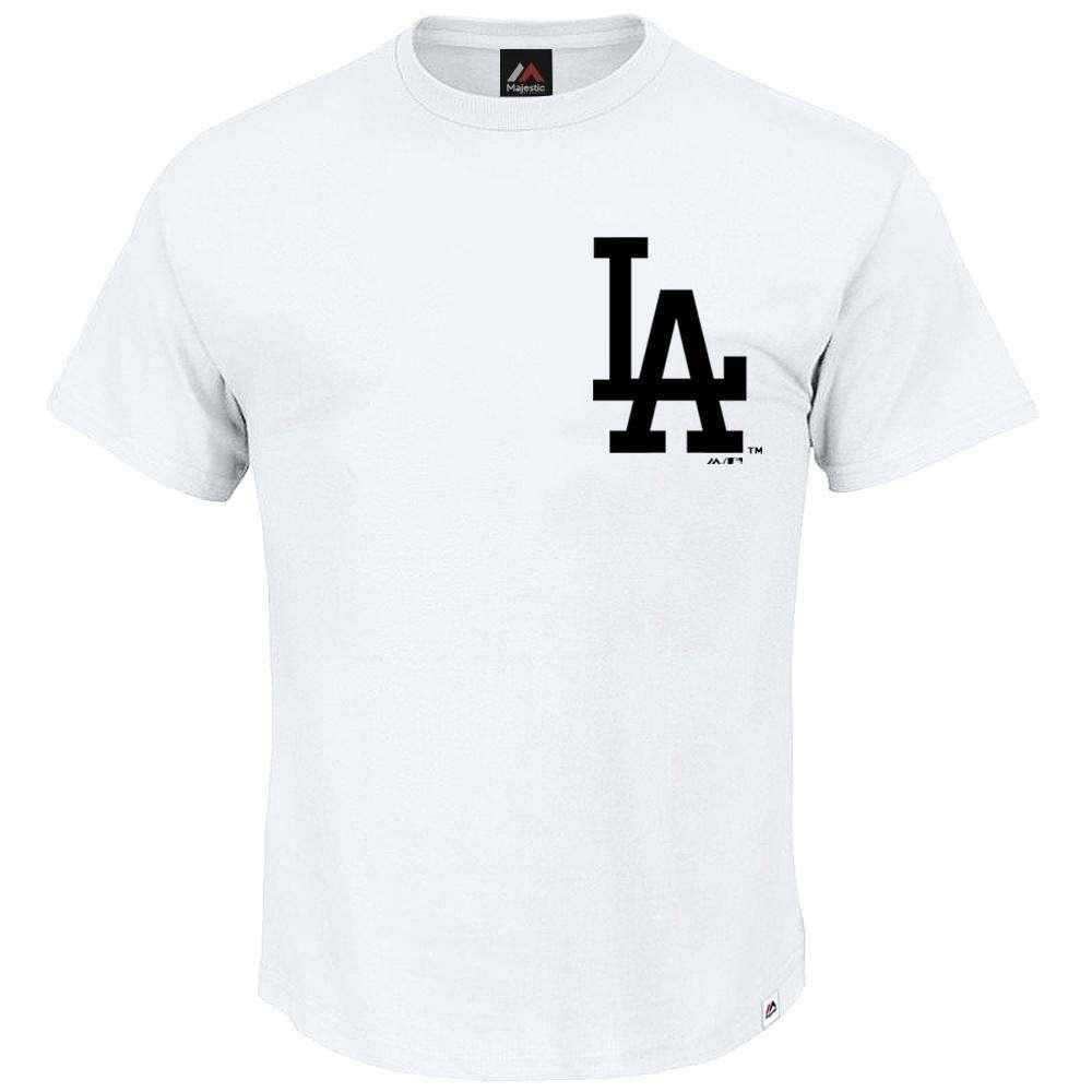 Majestic Athletic T-Shirts L Los Angeles Dodgers Majestic MLB Macy Logo T-Shirt - White