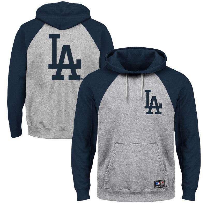 Majestic Athletic Jumpers L Los Angeles Dodgers Majestic MLB Raglan Marle Hoodie Jumper - Navy/Steele
