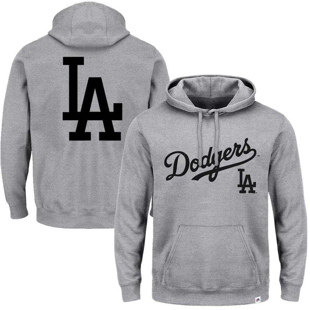 Majestic Athletic Jumpers L Los Angeles Dodgers Majestic MLB Rolsher Hoodie Jumper - Grey