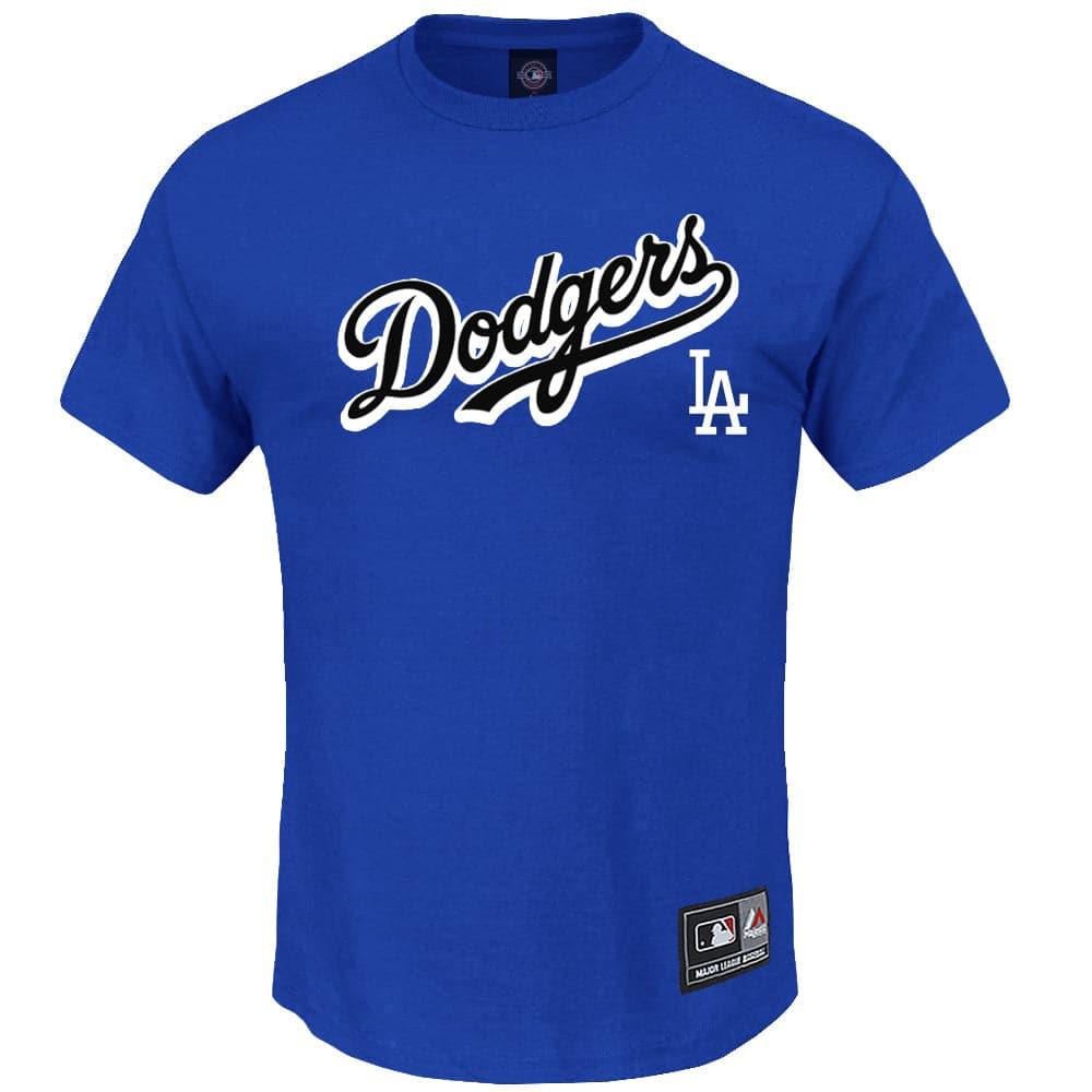 Majestic Athletic T-Shirts Los Angeles Dodgers Majestic MLB Shadow Script T-Shirt - Blue