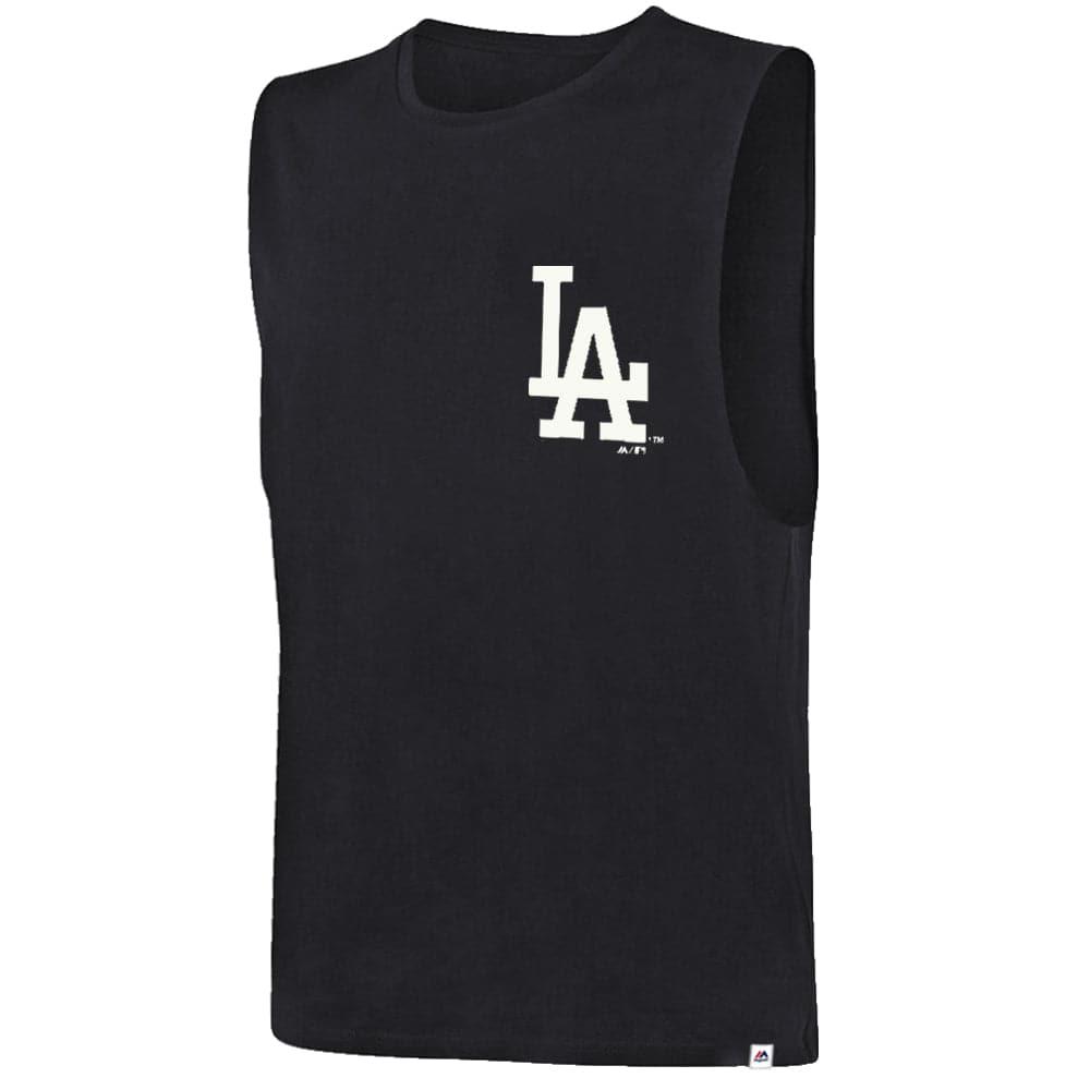 Majestic Athletic T-Shirts Los Angeles Dodgers Majestic MLB Yisser Sleeveless Muscle T-Shirt - Black