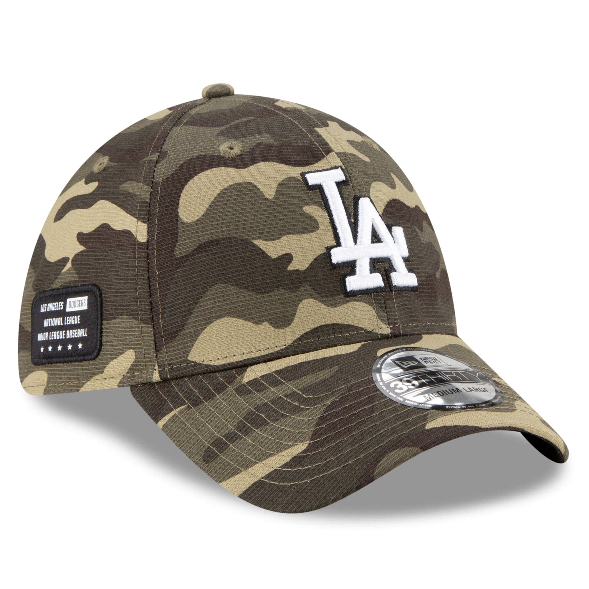 New Era Caps Los Angeles Dodgers New Era MLB 2021 Armed Forces 39THIRTY Flex Fit Curve Hat - Camo