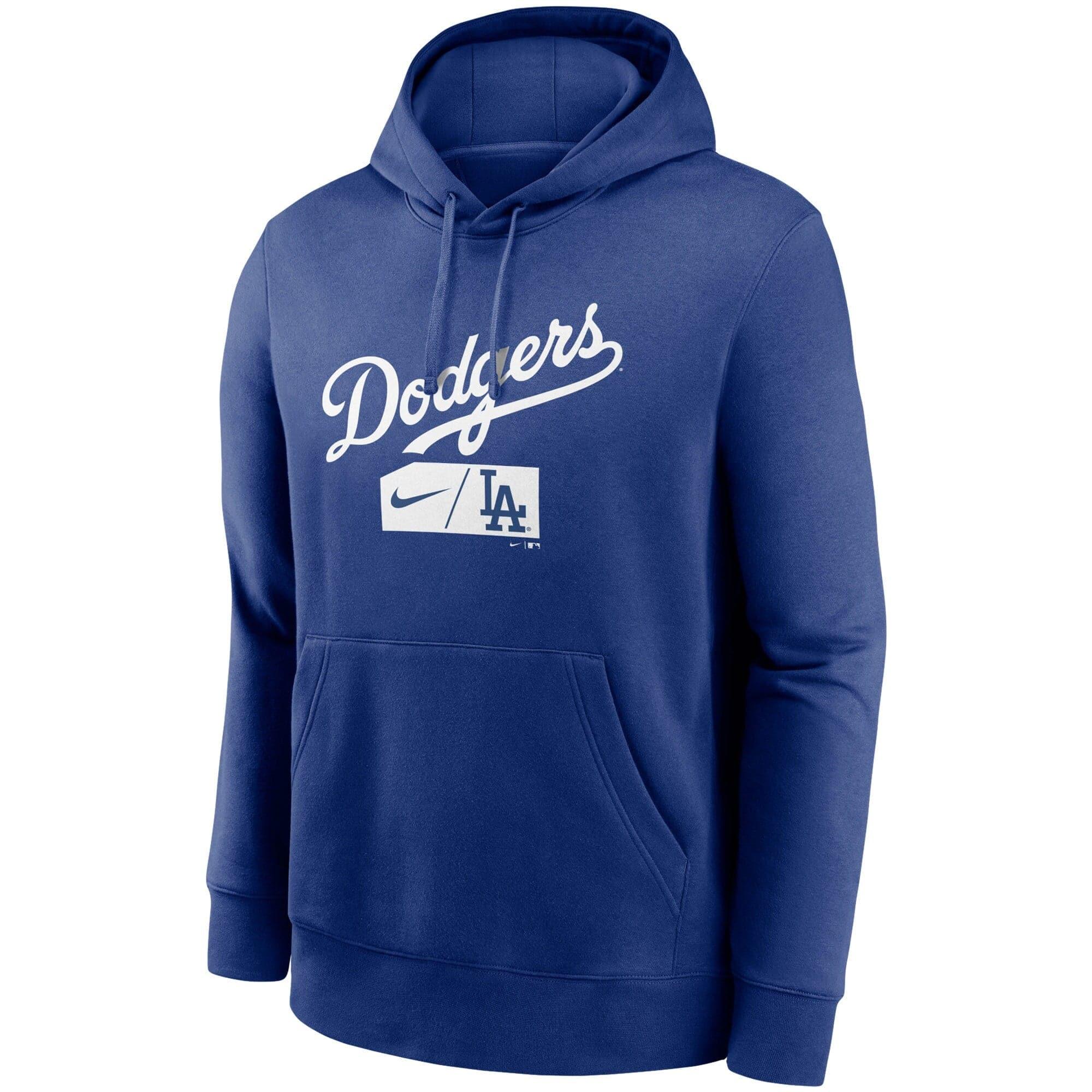 Nike Jumpers Los Angeles Dodgers Nike MLB Team Lettering Club Hoodie Jumper - Blue