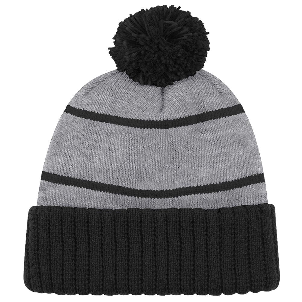 NHL Branded Beanies Los Angeles Kings NHL Team Colour Stripe Pom Knit Beanie - Black/Grey