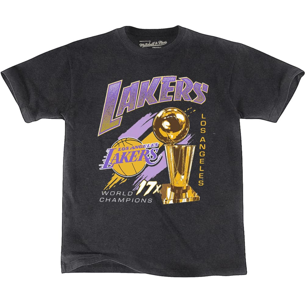Mitchell And Ness T-Shirts Los Angeles Lakers Mitchell & Ness NBA 17x Champions Vintage T-Shirt - Black