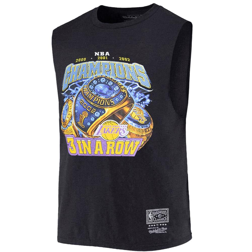 Mitchell And Ness T-Shirts Los Angeles Lakers Mitchell & Ness NBA 3 In A Row Champs Vintage Muscle T-Shirt - Faded Black