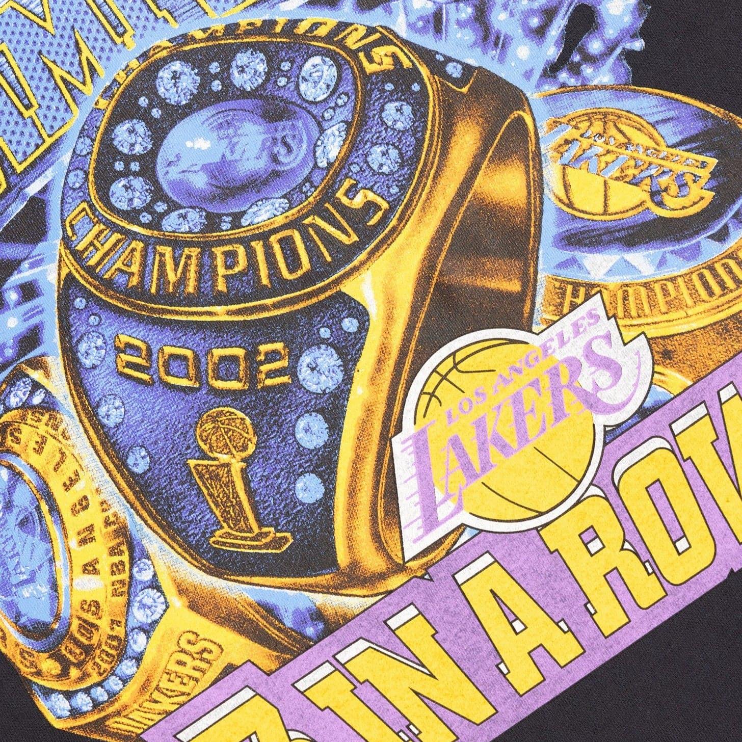 Mitchell And Ness T-Shirts Los Angeles Lakers Mitchell & Ness NBA 3 In A Row Rings Vintage T-Shirt - Faded Black