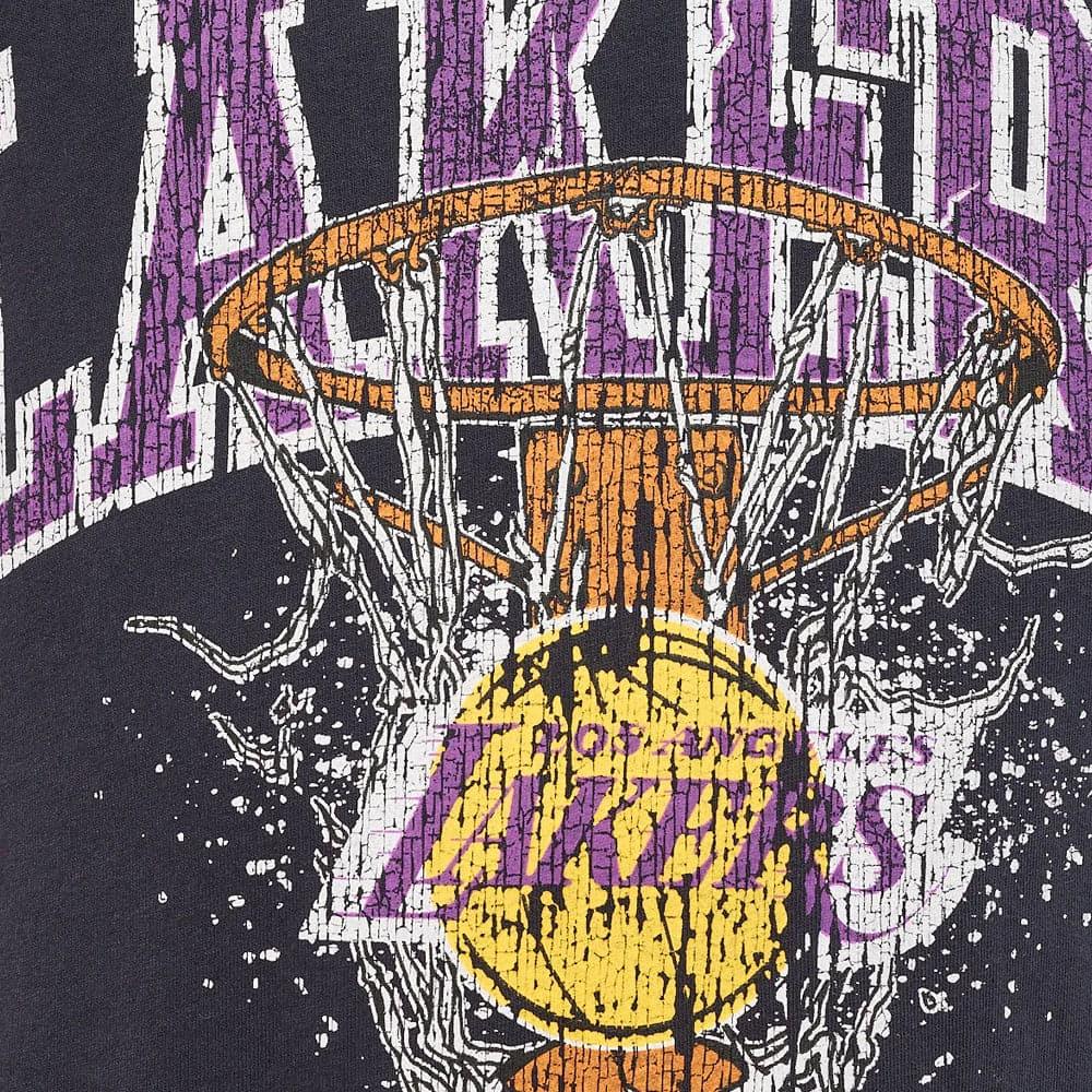 Mitchell And Ness T-Shirts Los Angeles Lakers Mitchell & Ness NBA Arch Shatter Vintage T-Shirt - Faded Black