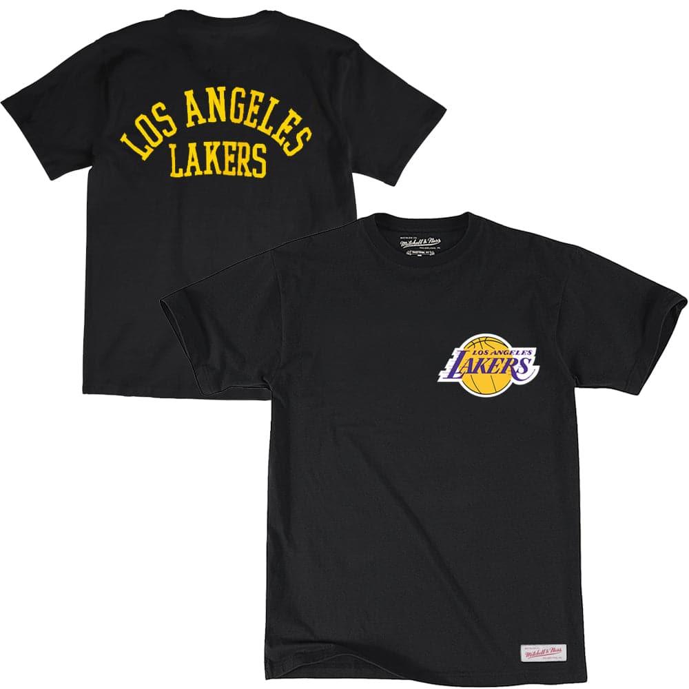 Mitchell And Ness T-Shirts Los Angeles Lakers Mitchell & Ness NBA Arch Wordmark T-Shirt - Black