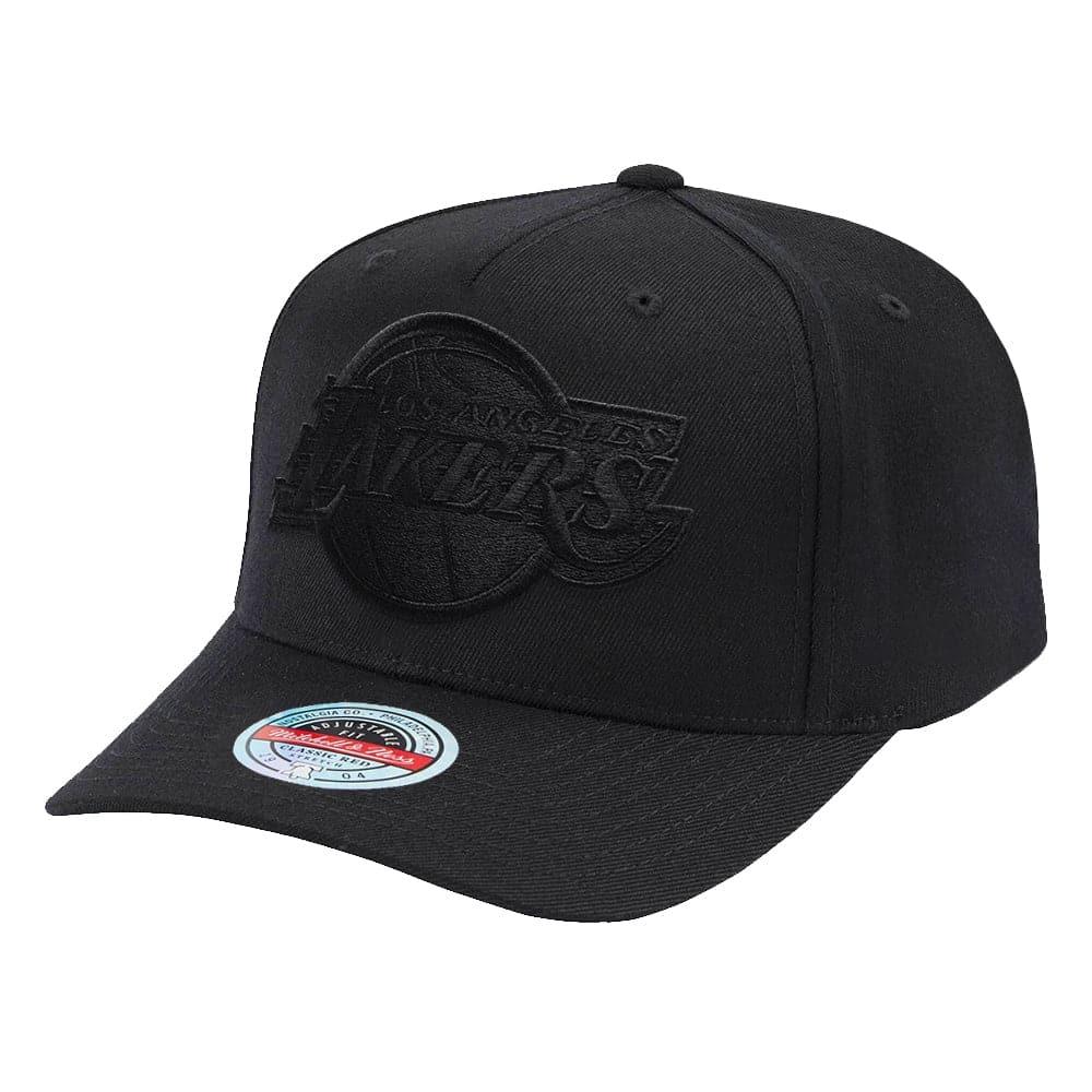 Mitchell And Ness Caps Los Angeles Lakers Mitchell & Ness NBA Black On Black Classic Red Snapback Hat