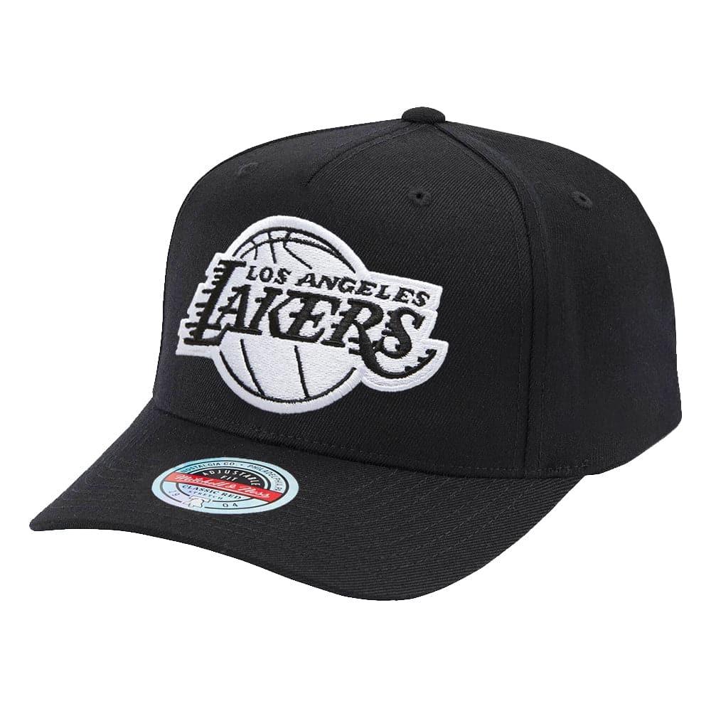 Mitchell And Ness Caps Los Angeles Lakers Mitchell & Ness NBA Black & White Classic Red Curve Snapback Hat