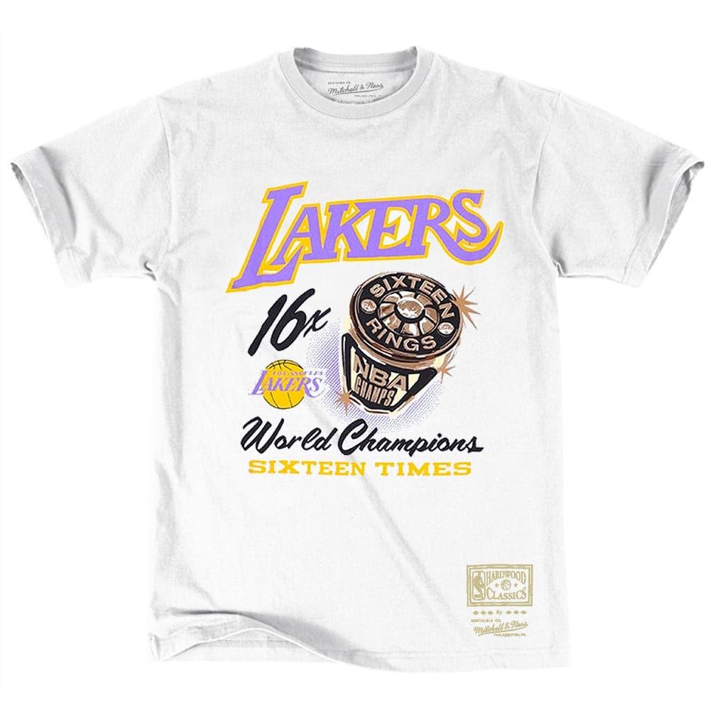 Mitchell And Ness T-Shirts Los Angeles Lakers Mitchell & Ness NBA Bling Rings Vintage T-Shirt - White