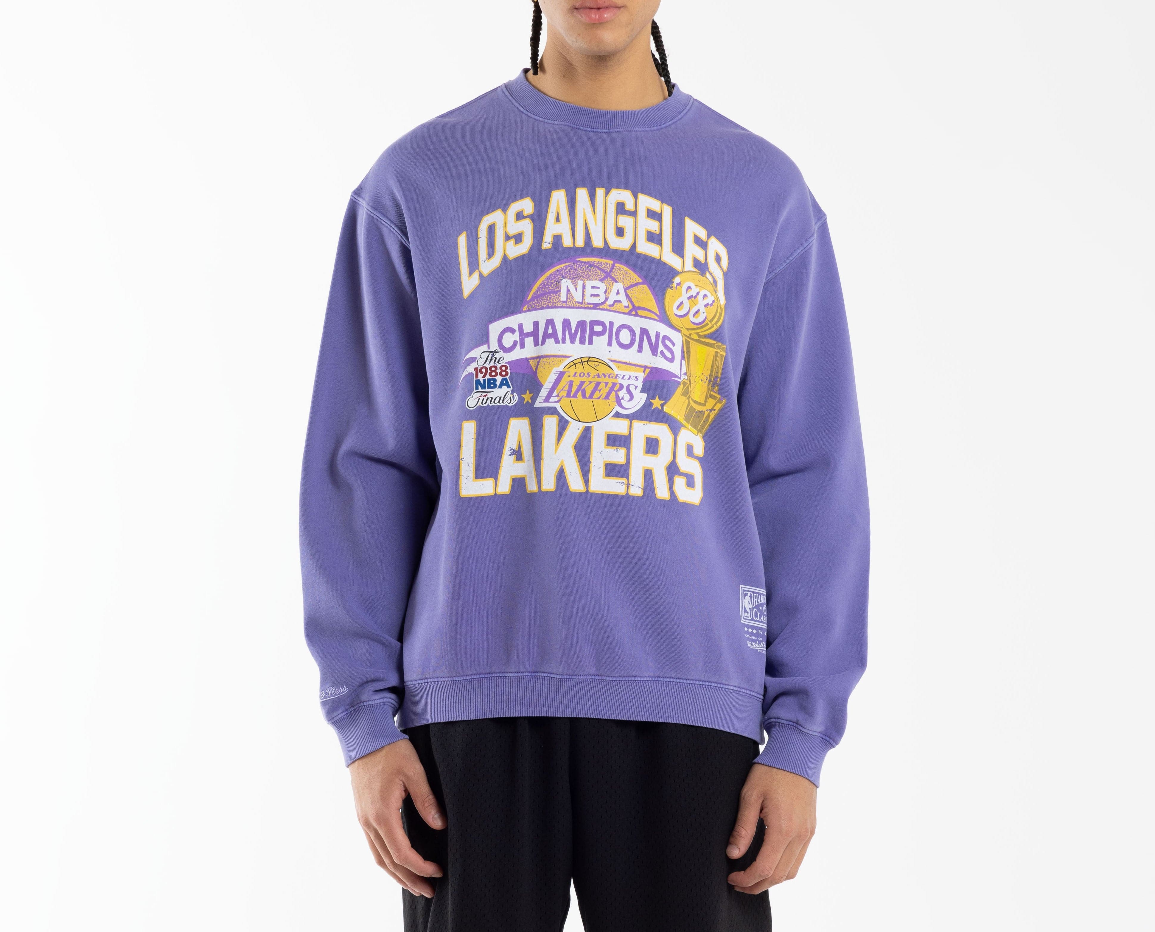 Mitchell And Ness Jumpers Los Angeles Lakers Mitchell & Ness NBA Champs History Vintage Crew Jumper - Faded Purple