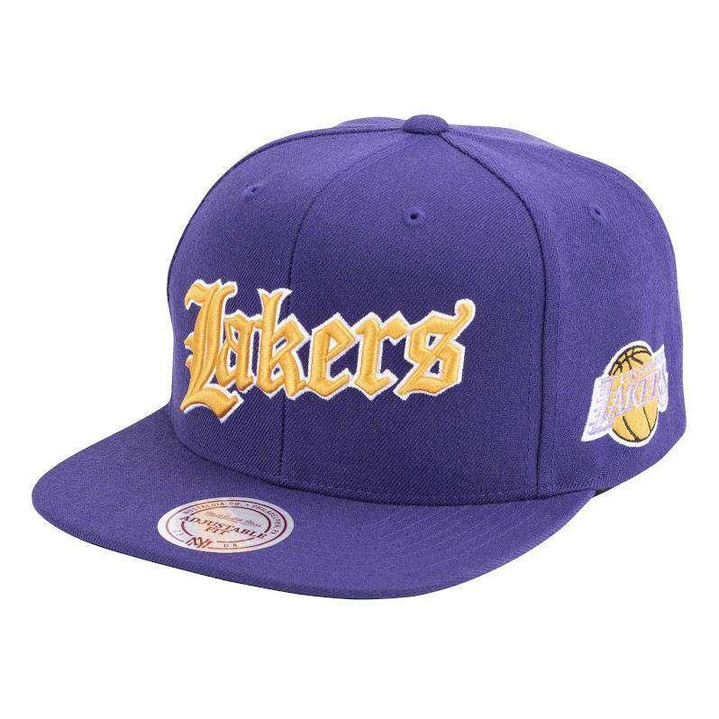 Mitchell And Ness Caps Los Angeles Lakers Mitchell & Ness NBA Faded Gothic Snapback Hat - Purple