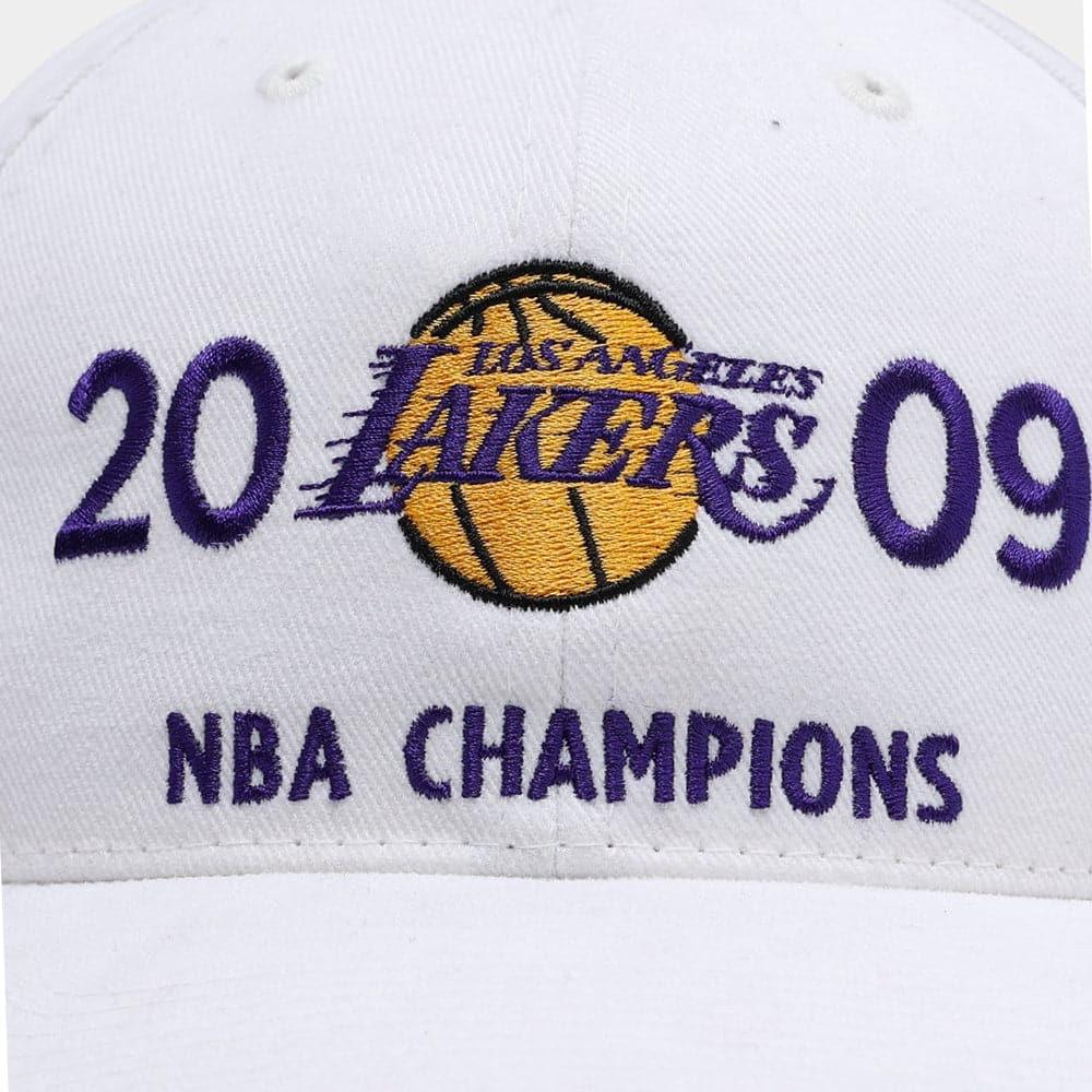 Mitchell And Ness Caps Los Angeles Lakers Mitchell & Ness NBA Finals History Pre-Curved Deadstock Snapback Hat - White