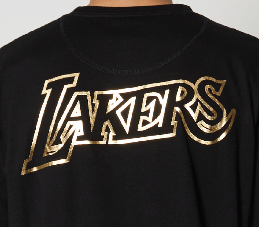 Mitchell And Ness T-Shirts Los Angeles Lakers Mitchell & Ness NBA Foil Logo T-Shirt - Black