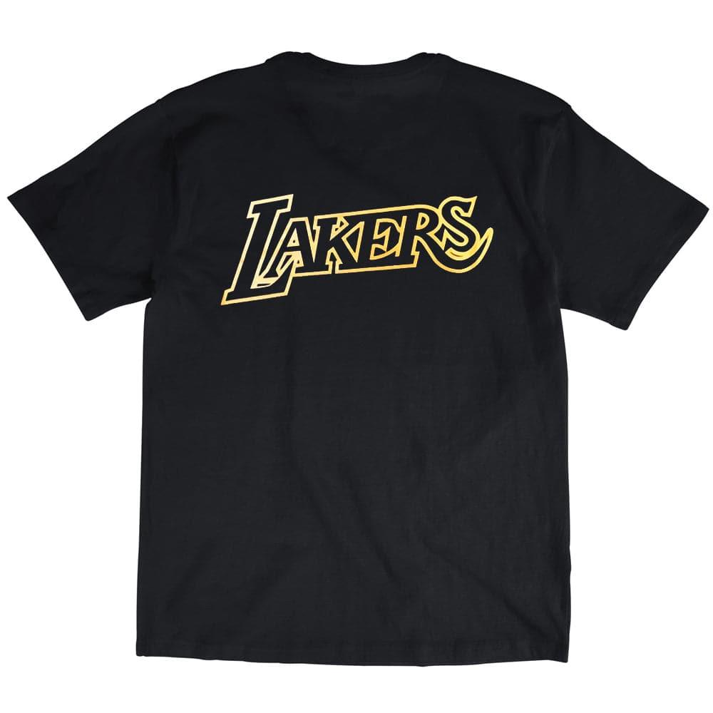 Mitchell And Ness T-Shirts Los Angeles Lakers Mitchell & Ness NBA Foil Logo T-Shirt - Black