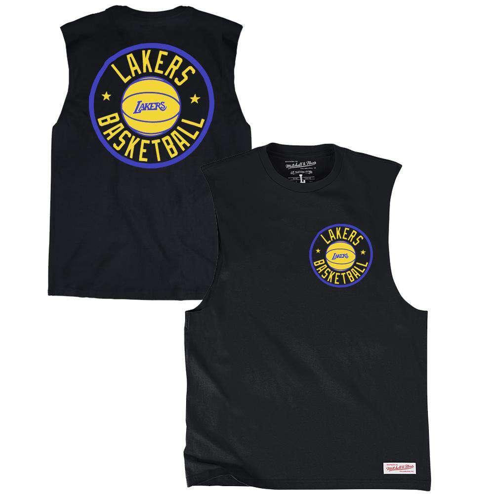 Mitchell And Ness T-Shirts Los Angeles Lakers Mitchell & Ness NBA Full Circle Muscle T-Shirt - Black