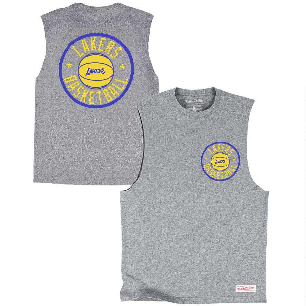 Mitchell And Ness T-Shirts Los Angeles Lakers Mitchell & Ness NBA Full Circle Muscle T-Shirt - Grey