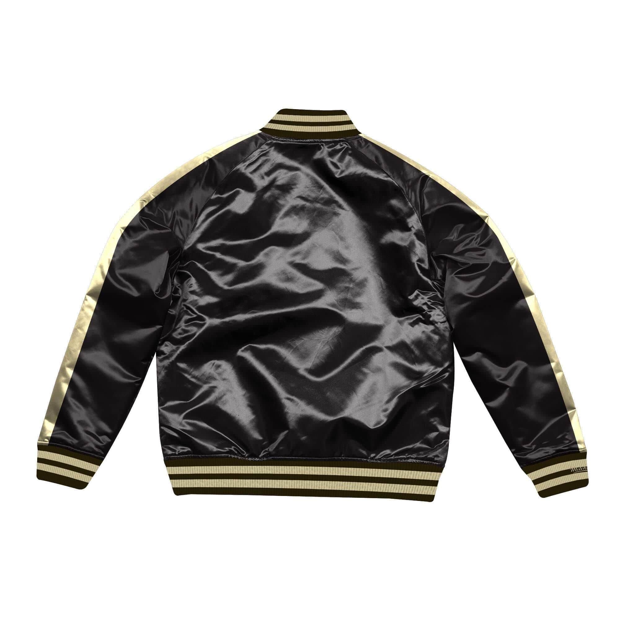 Mitchell And Ness Jackets Los Angeles Lakers Mitchell & Ness NBA Gold Blocked Satin Jacket - Black