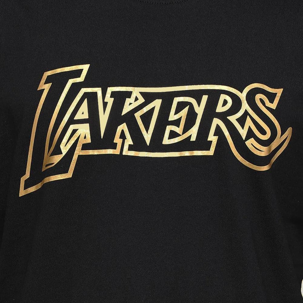 Mitchell And Ness T-Shirts Los Angeles Lakers Mitchell & Ness NBA Gold Wordmark T-Shirt - Black