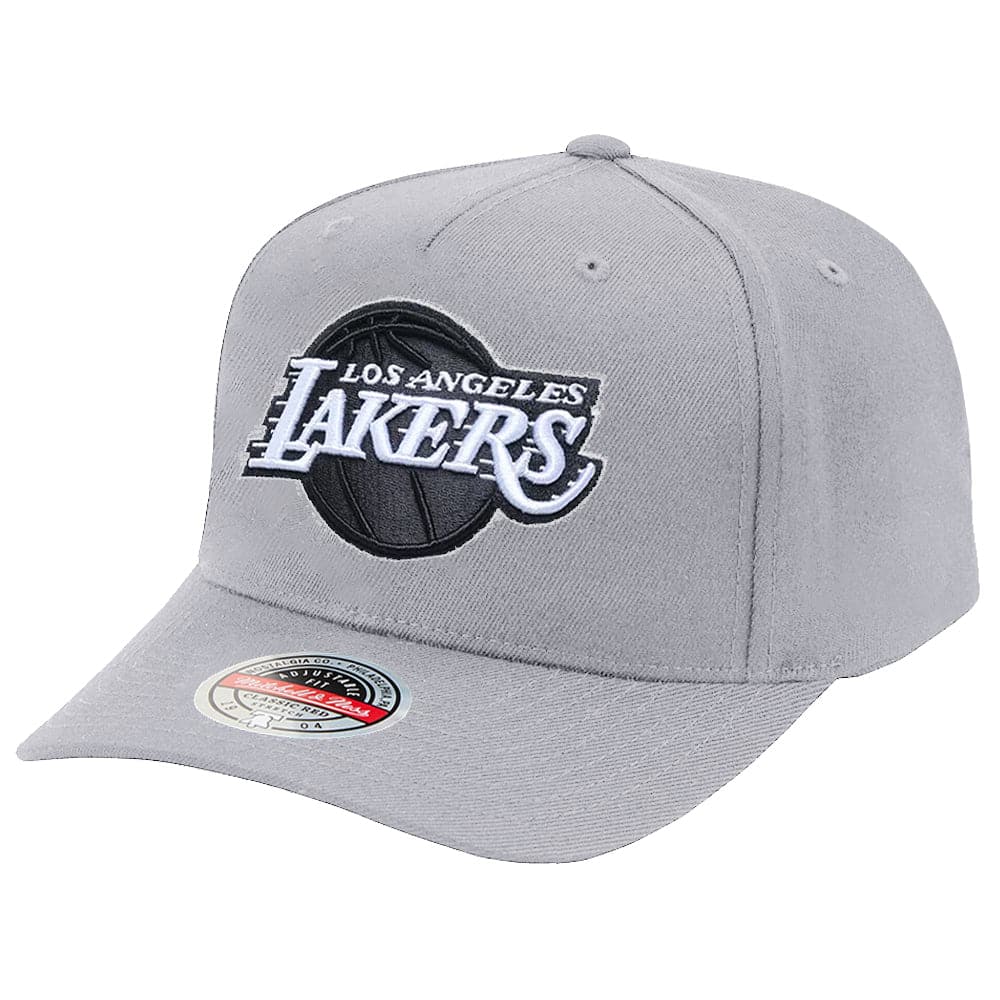 Mitchell And Ness Caps Los Angeles Lakers Mitchell & Ness NBA Greytones Classic Red Snapback Hat - Grey