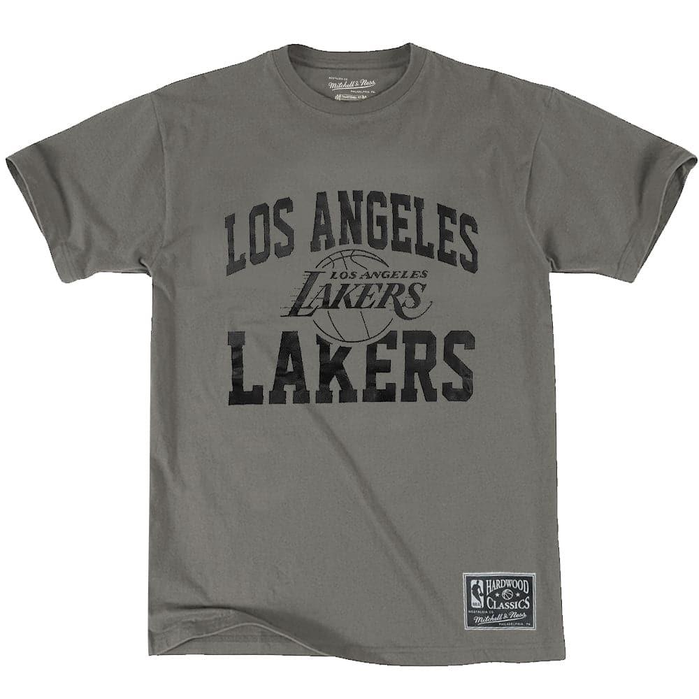 Mitchell And Ness T-Shirts Los Angeles Lakers Mitchell & Ness NBA Gunmetal Arch T-Shirt - Grey