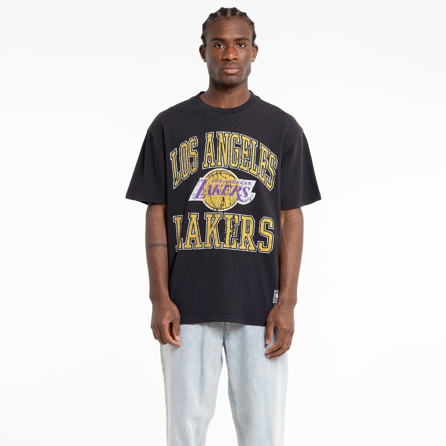 Mitchell And Ness T-Shirts Los Angeles Lakers Mitchell & Ness NBA HWC Ivy Arch Vintage T-Shirt - Faded Black