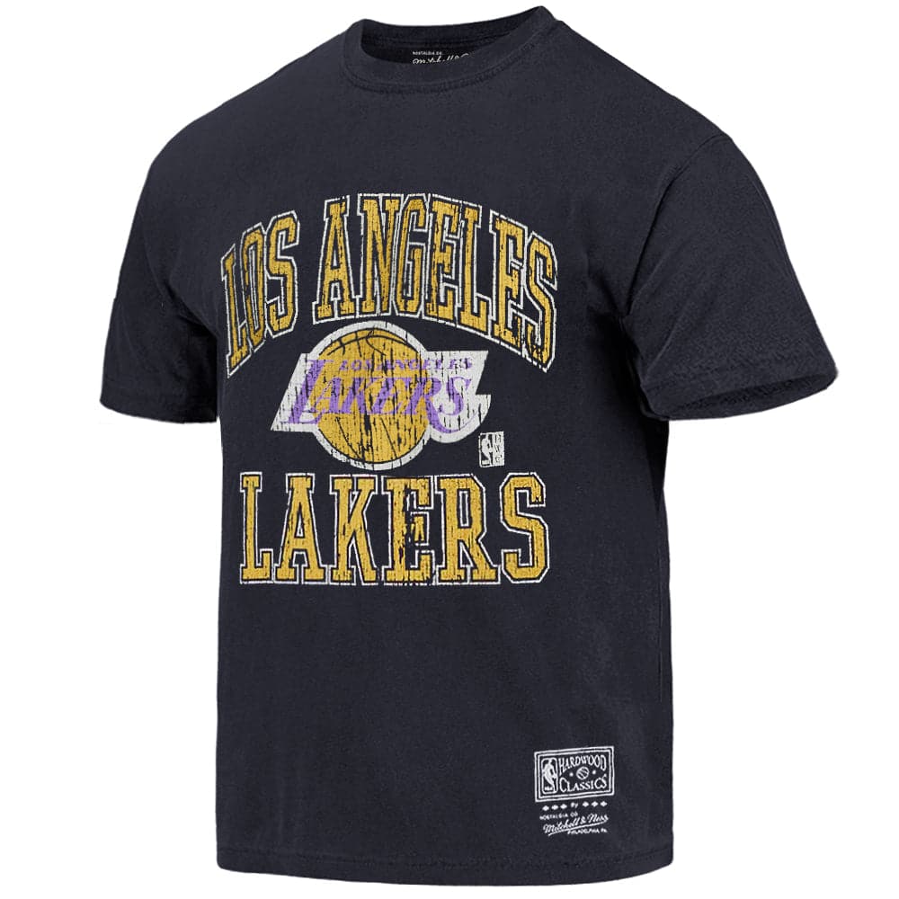 Mitchell And Ness T-Shirts Los Angeles Lakers Mitchell & Ness NBA HWC Ivy Arch Vintage T-Shirt - Faded Black