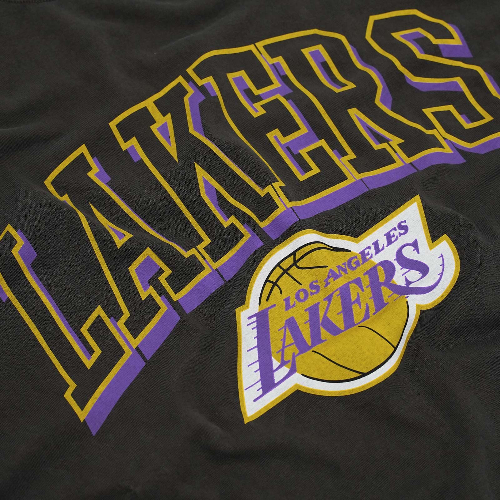 Mitchell And Ness T-Shirts Los Angeles Lakers Mitchell & Ness NBA HWC Keyline Vintage T-Shirt - Faded Black