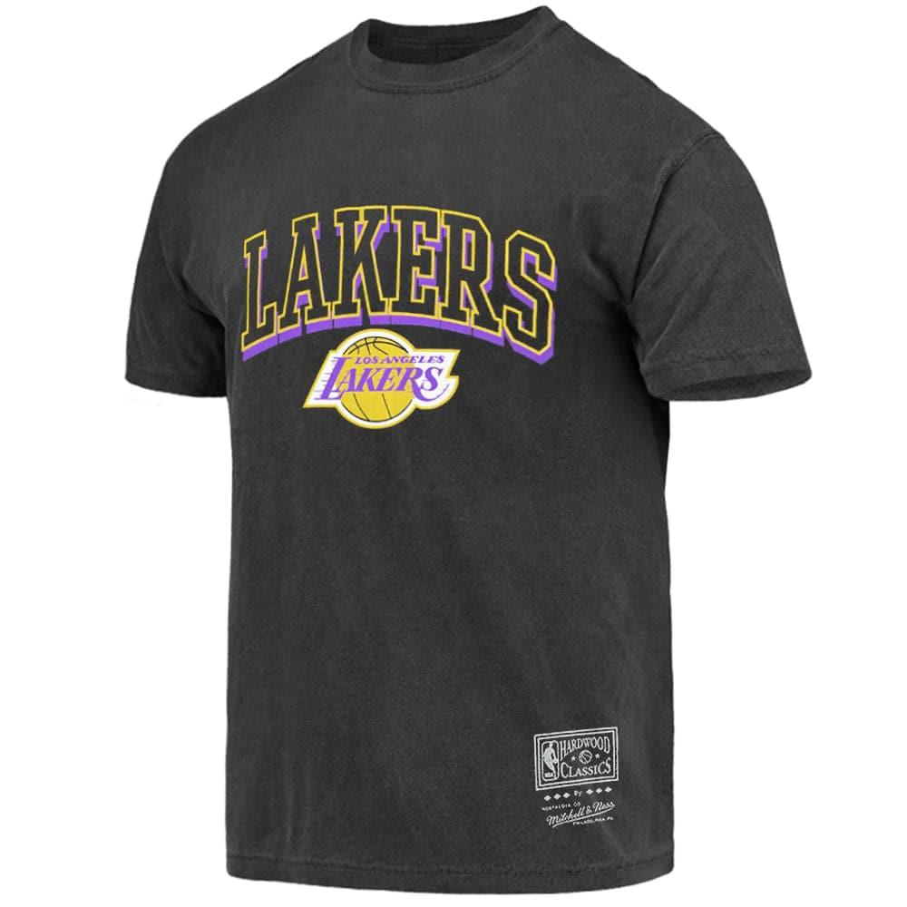 Mitchell And Ness T-Shirts Los Angeles Lakers Mitchell & Ness NBA HWC Keyline Vintage T-Shirt - Faded Black