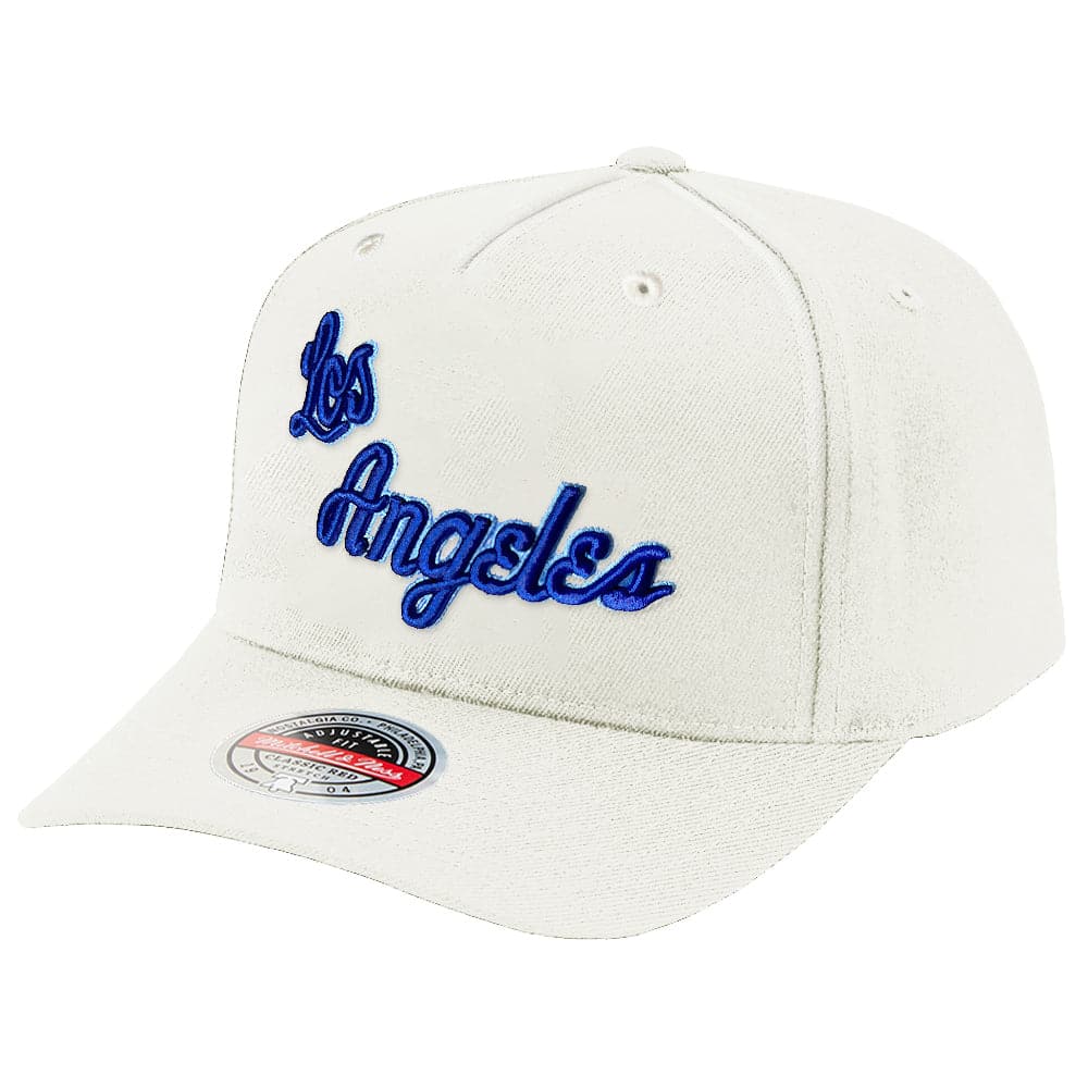 Mitchell And Ness Caps Los Angeles Lakers Mitchell & Ness NBA HWC Logo Classic Red Snapback Hat - Vintage White