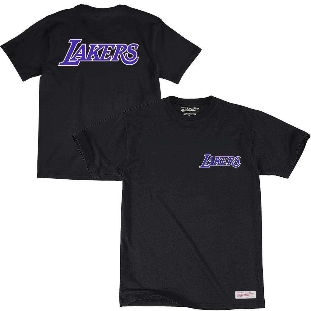Mitchell And Ness T-Shirts Los Angeles Lakers Mitchell & Ness NBA HWC Retro Repeat T-Shirt - Black