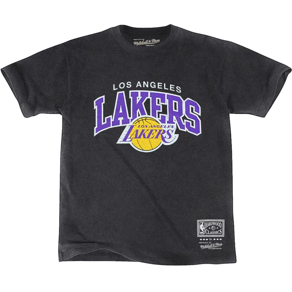 Mitchell And Ness T-Shirts Los Angeles Lakers Mitchell & Ness NBA HWC Team Arch Vintage T-Shirt - Black