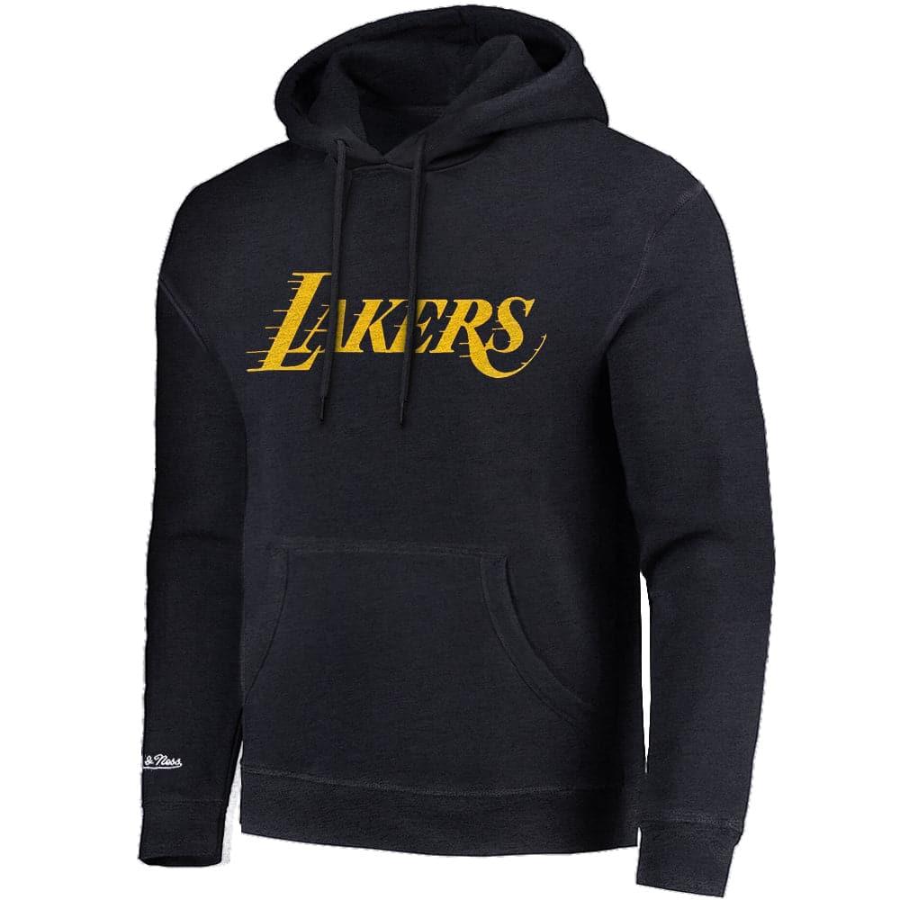 Mitchell And Ness Jumpers Los Angeles Lakers Mitchell & Ness NBA HWC Wordmark Vintage Hoodie Jumper - Faded Black
