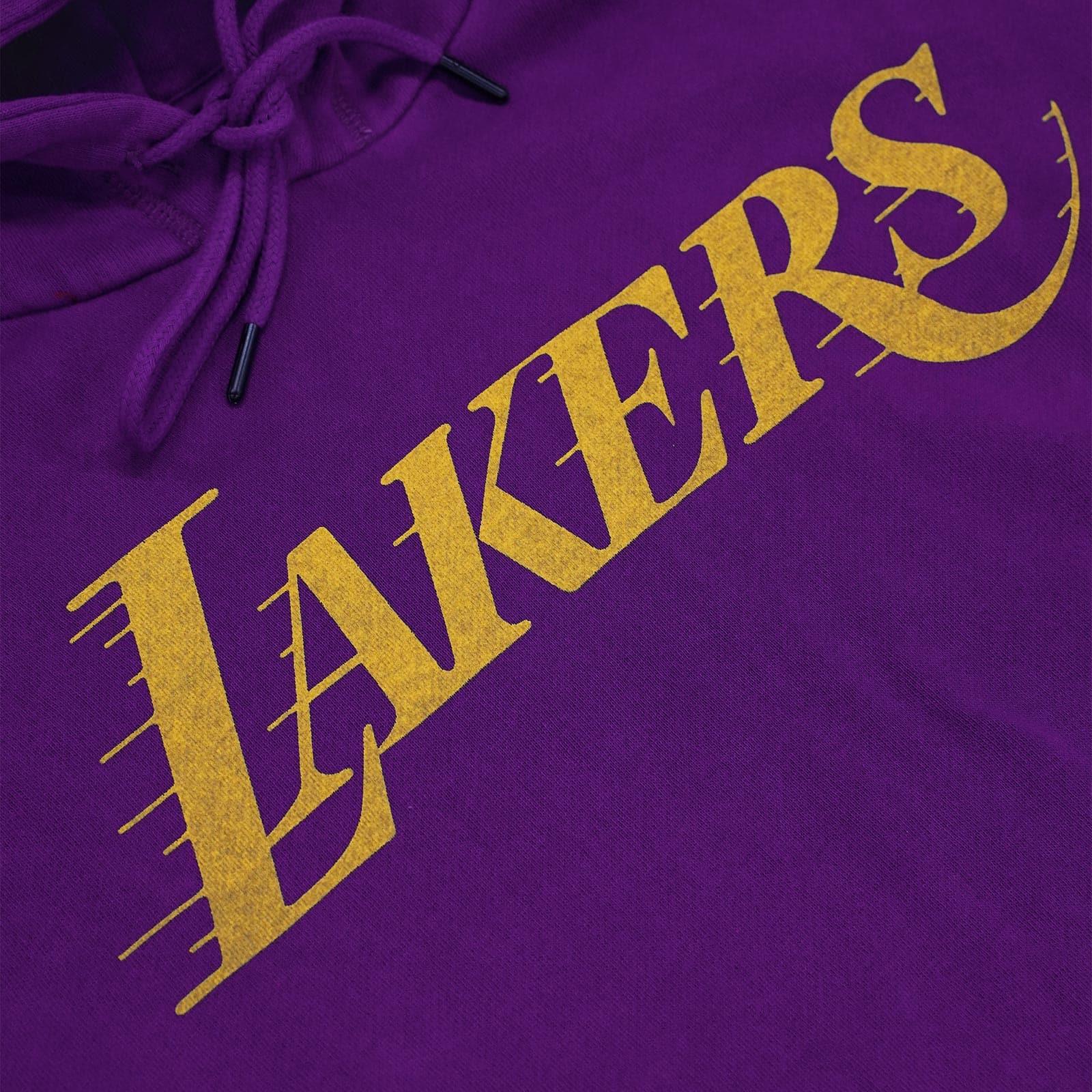 Mitchell And Ness Jumpers Los Angeles Lakers Mitchell & Ness NBA HWC Wordmark Vintage Hoodie Jumper - Faded Purple
