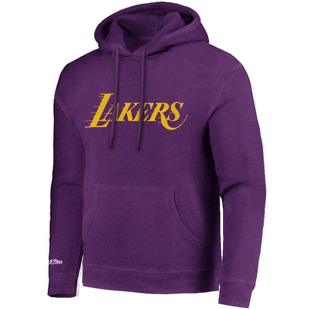Mitchell And Ness Jumpers Los Angeles Lakers Mitchell & Ness NBA HWC Wordmark Vintage Hoodie Jumper - Faded Purple