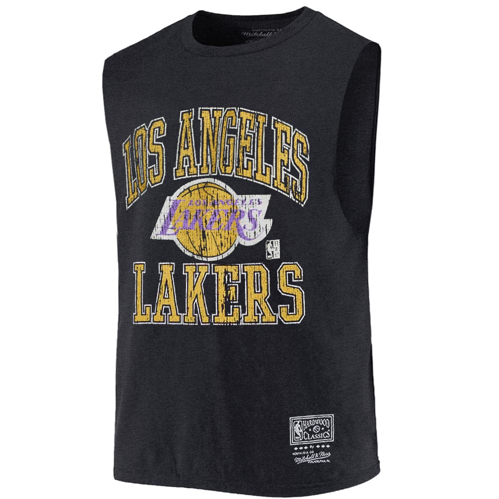 Mitchell And Ness T-Shirts Los Angeles Lakers Mitchell & Ness NBA Ivy Arch Vintage Muscle T-Shirt - Faded Black