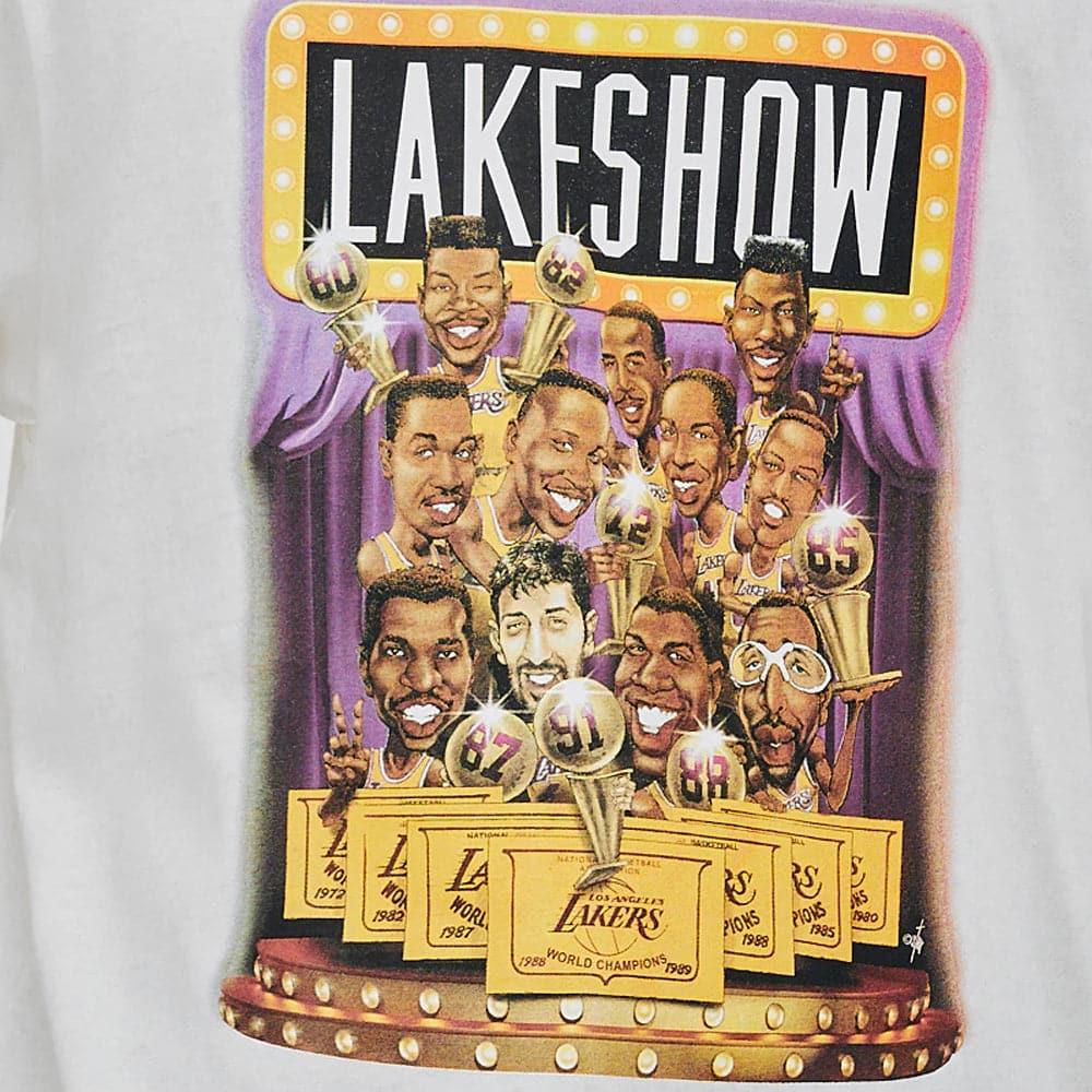 Mitchell And Ness T-Shirts Los Angeles Lakers Mitchell & Ness NBA Lakeshow Cartoon Series Vintage T-Shirt - Vintage White