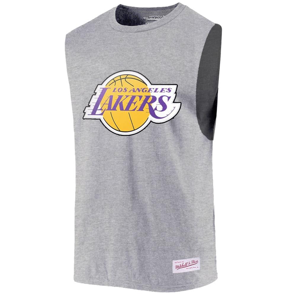 Mitchell And Ness T-Shirts Los Angeles Lakers Mitchell & Ness NBA Retro Sleeveless Muscle T-Shirt - Grey Marle